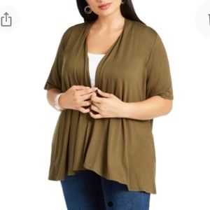 NEW NY Collection Open Cardigan Top, Size 1X, Green